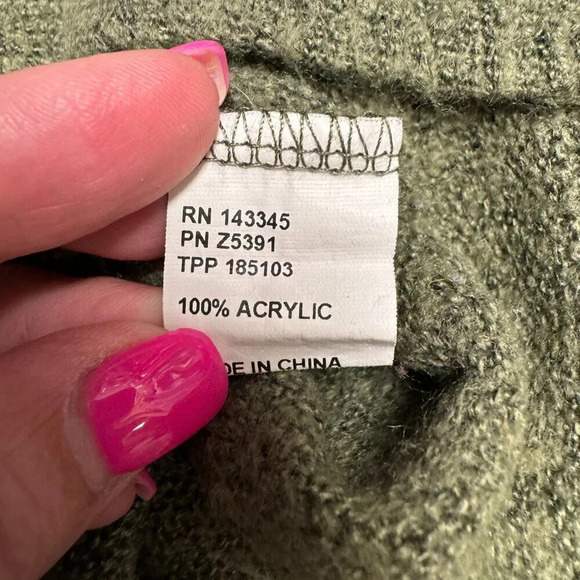 Women's Piko 1988 Army Green Lightweight Oversized Pullover Sweater. Size S - Picture 4 of 5